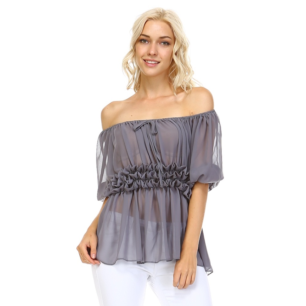 Fluffy sheer chiffon top